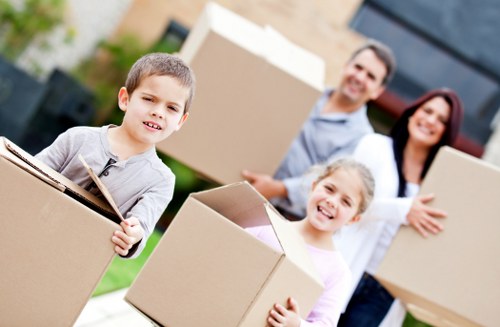 Packed household boxes ready for Camden house removals