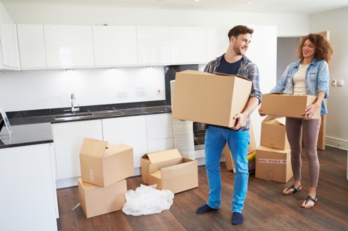 Preparation checklist and labeled moving boxes for a Camden move