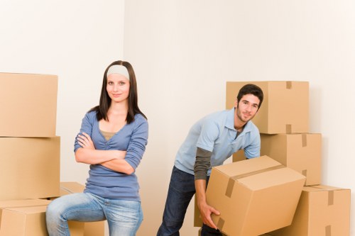Furniture and boxes prepared for a Camden moving van collection